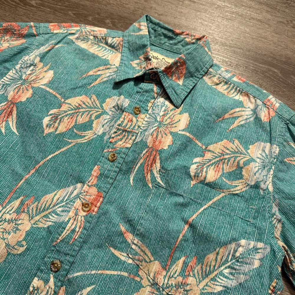 Cooke Street Shirt Mens Small Hawaiian Short Sleeve Button Up Floral Palm Cotton
